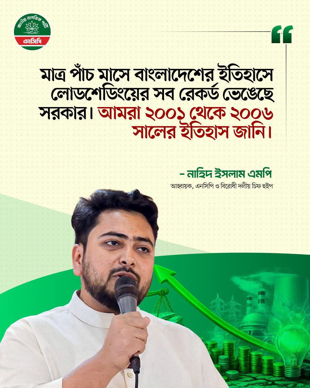 বাংলাদেশে লোডশেডিংয়ের সব রেকর্ড ভাঙল সরকার - জাতীয় নাগরিক পার্টি!