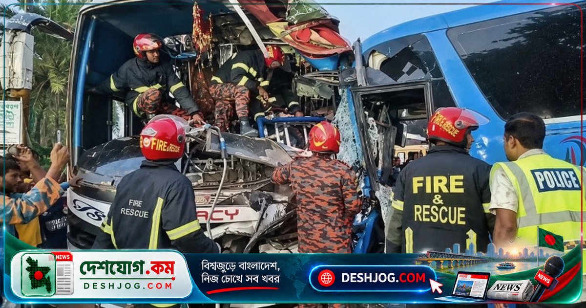 বড়াইগ্রামে দুর্ঘটনার ধারাবাহিকতা: শীতাতপ বাসের সংঘর্ষে নিহত এক, আহত ১৫