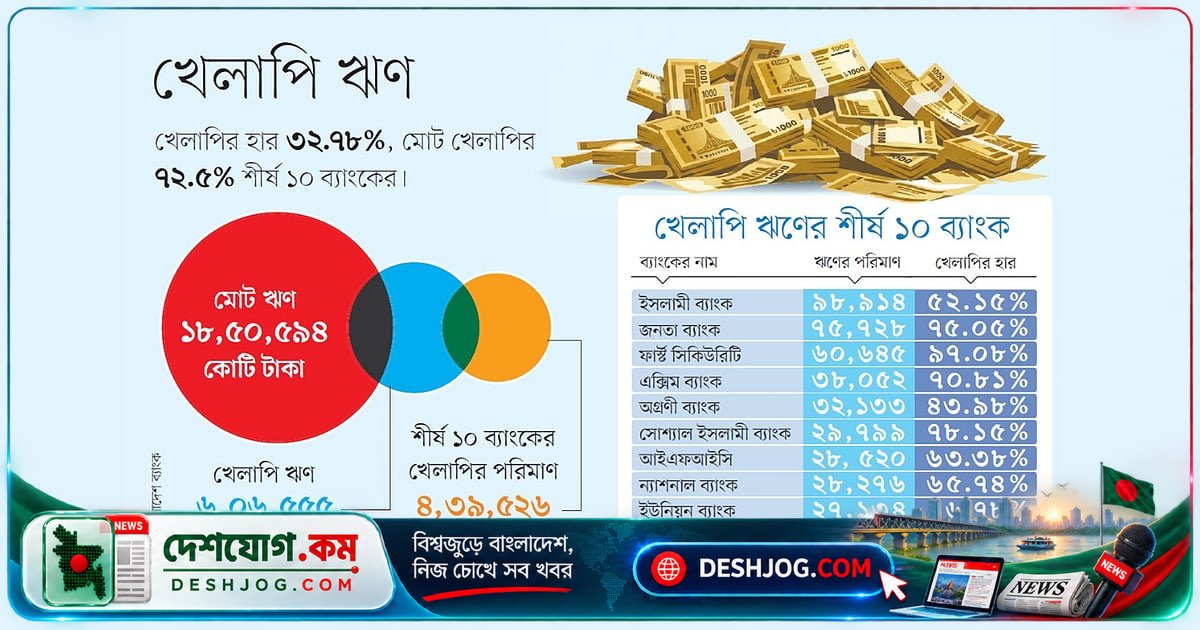 বিশ্বের শীর্ষে বাংলাদেশ: ১০ ব্যাংকে কেন্দ্রীভূত খেলাপি ঋণের ৭২% ঝুঁকি বাড়িয়ে দিচ্ছে ব্যাংকিং খাতের অস্থিরতা