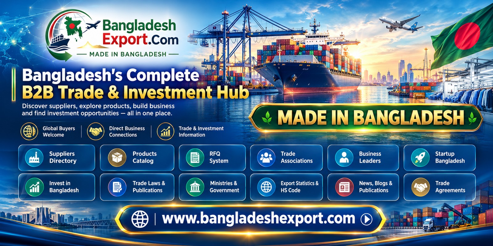 বাংলাদেশের রপ্তানি ও ব্যবসায়িক সংযোগের নতুন উদ্যোগ: পরীক্ষামূলক যাত্রা শুরু করছে BangladeshExport.com