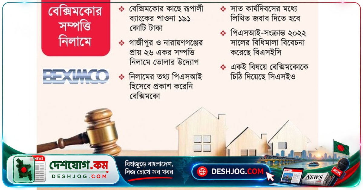 বেক্সিমকোর ২৬ একর সম্পত্তি নিলামে পিএসআই লঙ্ঘন: বিএসইসি জবাবদিহিতা চায়
