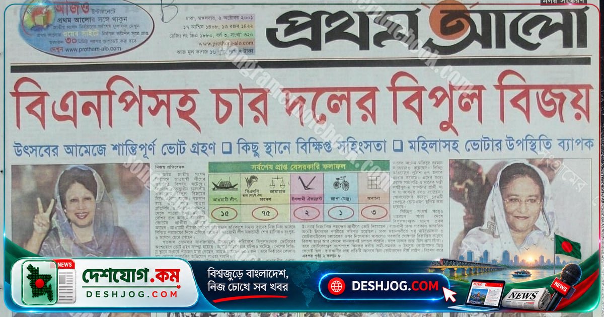 ২০০১ সালের নির্বাচনে বিএনপি-জামায়াত জোটের ১৯৩ আসনের বিজয়: আইনশৃঙ্খলা ভাঙনের পেছনে কী ছিল?
