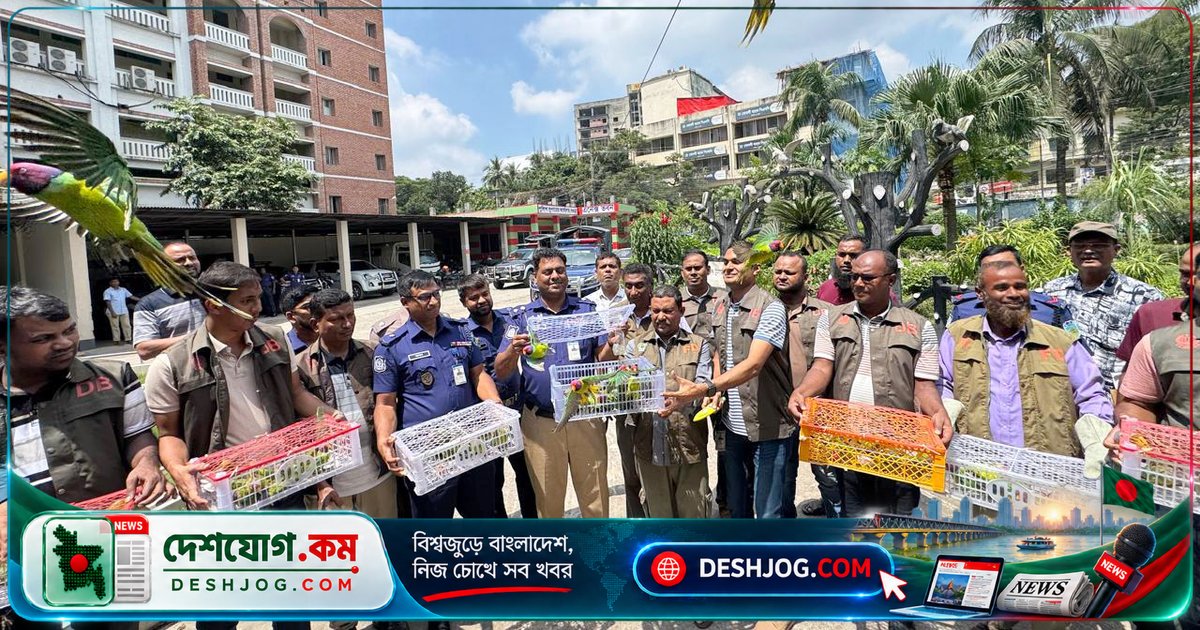 বগুড়া পুলিশ উদ্ধার করে ১০৩টি প্যারাকিট টিয়া, অবমুক্ত করে প্রকৃতিতে