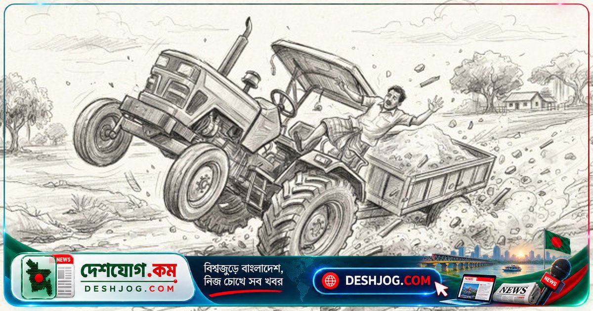 চাঁপাইনবাবগঞ্জে ট্রাক্টর দুর্ঘটনায় চালক মারা যান, নিয়ন্ত্রণ হারিয়ে উল্টে পড়ে বালুবোঝাই