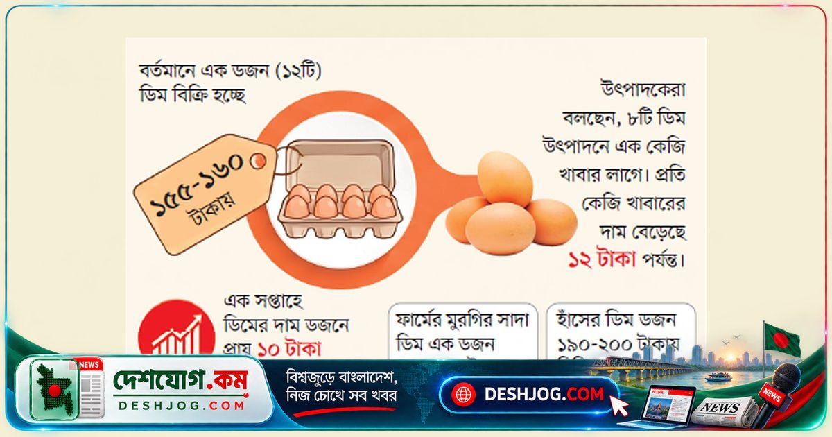 বাজারে ডিমের দাম অদ্ভুত উচ্চে: হালি ৫৫ টাকা, ডজন ১৬০ টাকায় বিক্রি হচ্ছে ডিম
