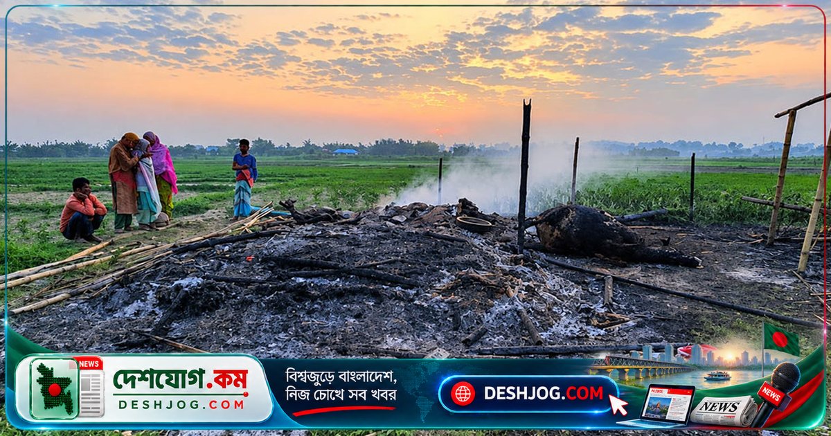 গাইবান্ধার সাঘাটায় বসতঘর আগুনে ৬২ বছর বয়সী বৃদ্ধের মৃত্যু, পুড়ে মারা যায় ৬টি গবাদিপশু