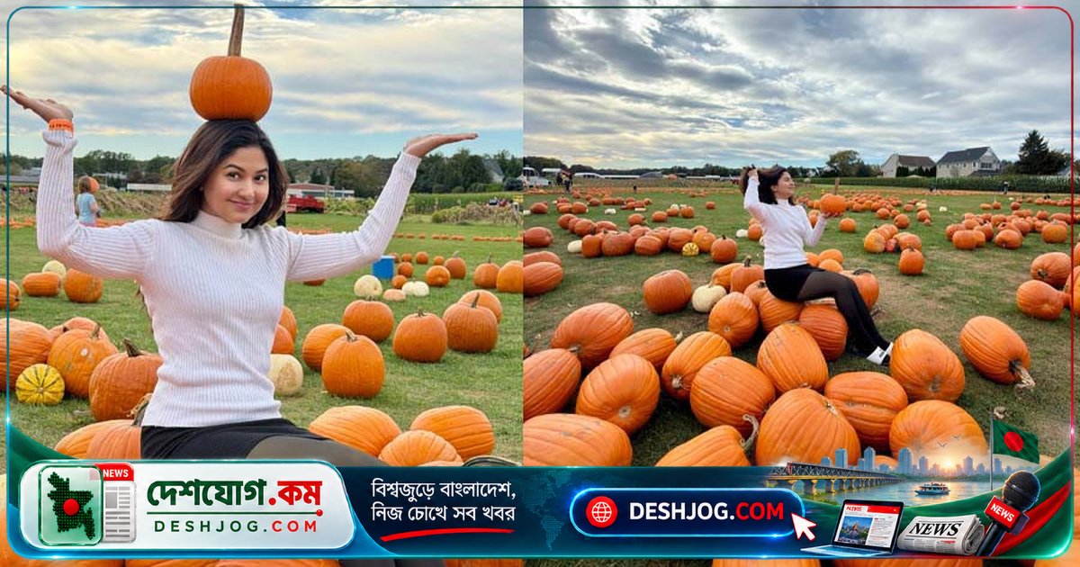 হ্যালোইনে কুমড়ার রাজ্যে মেতে উঠলেন অভিনেত্রী স্পর্শিয়া, নিউইয়র্কের ফার্মে সাজসজ্জার আনন্দ