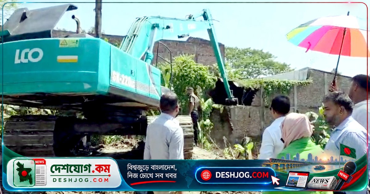 সিংহ নদীর দখলমুক্তি অভিযানে ভেঙে দেওয়া তিনটি বড় স্থাপনা, ৭ দিনে সরাতে বলা চারটি বাজার
