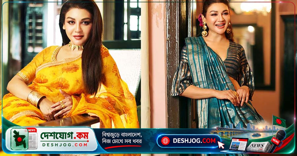 কলকাতার উদীয়মান ডিজাইনার অভিষেক নাইয়ার ‘শারদ অর্পণ’ সংগ্রহে জয়া আহসানের ঐতিহ্যবাহী শাড়ি সাজের নতুন মাত্রা