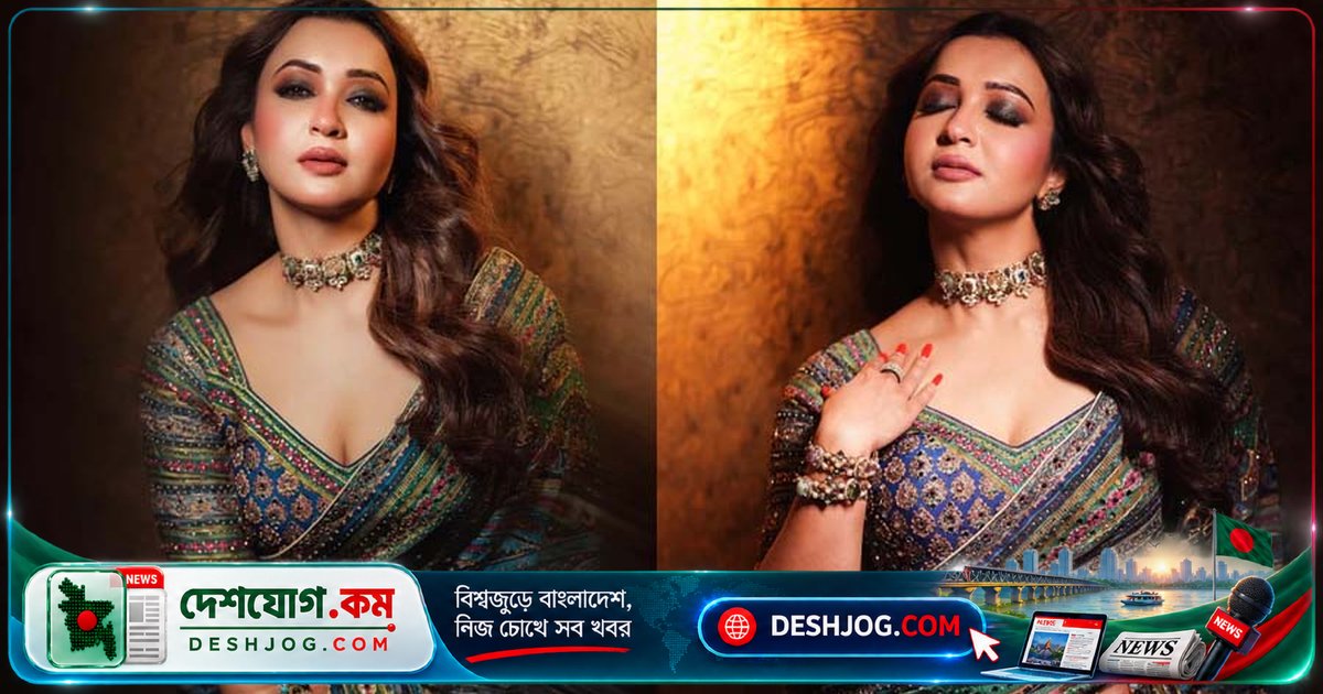 অভিনেত্রী কৌশানি নীল শাড়িতে রাজকীয় সাজে ফ্যাশন জগতে নতুন মাইলফলক স্থাপন