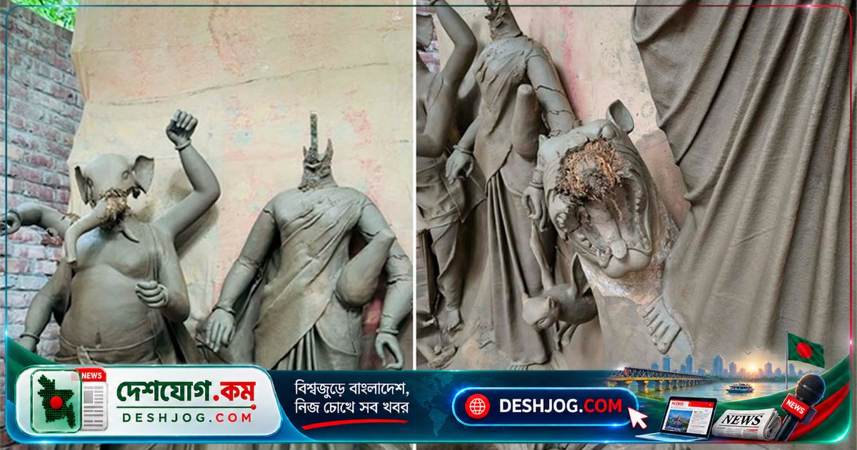 কুমারখালী মন্দিরে গভীর রাতে ভাঙচুর: তিনটি প্রতিমা ধ্বংসের পিছনে দুর্বৃত্তদের হাত