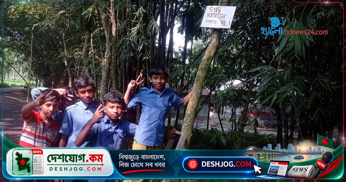 কুড়িগ্রামের ১৩ বছর বয়সী শিক্ষার্থী সড়ক গাছে ঝুলিয়ে দিল সচেতনতার বার্তা, পরিবেশ ও নিরাপত্তা নিয়ে সচেতনতা বাড়ানোর উদ্যোগ