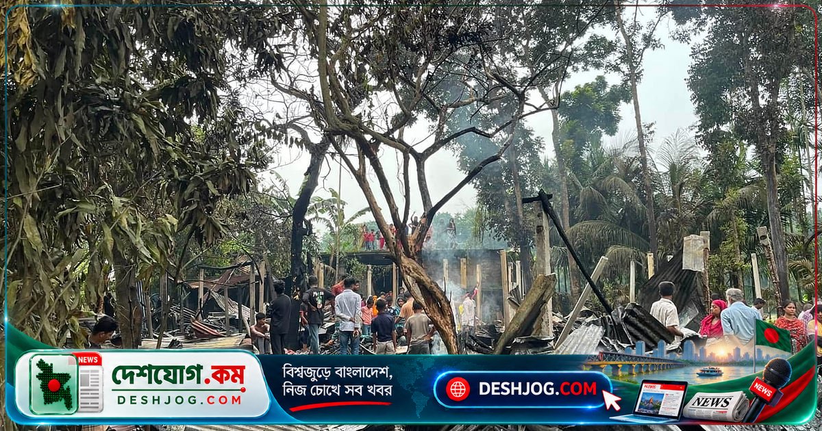 লক্ষ্মীপুরের রায়পুরে পেট্রল আগুনে ১১টি বাড়ি পুড়ে যাওয়া, অভিযুক্তকে মারধর করে পুলিশে হস্তান্তর