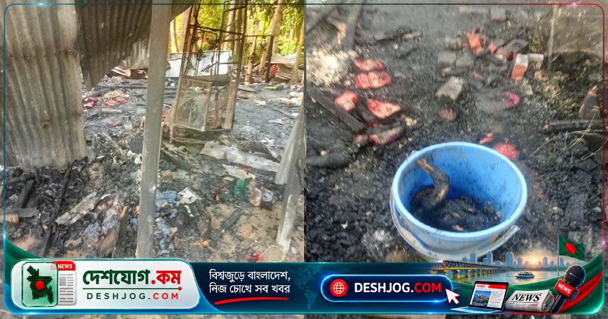 লোহাগড়া: দিনমজুরের বসতঘর পুড়ে যাওয়ায় ৫ লাখ টাকা ক্ষতি, পরিবার বাসা হারিয়ে খোলা আকাশে