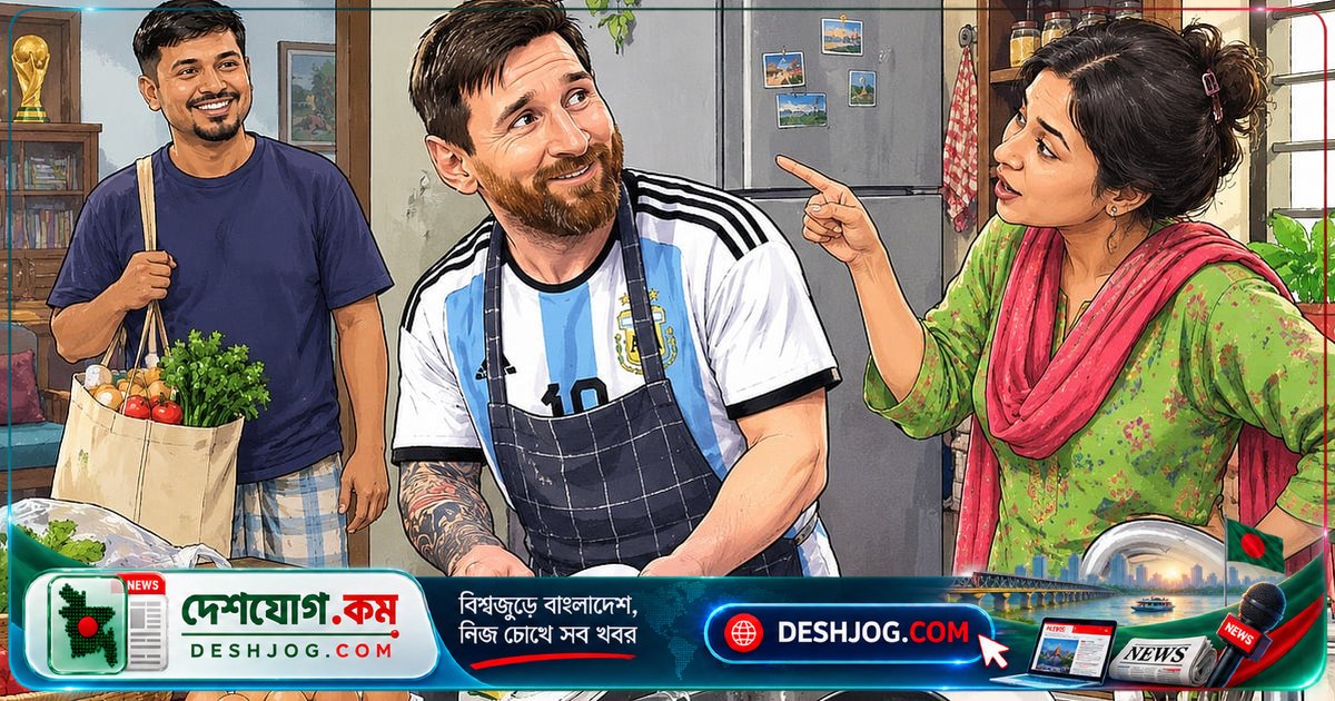 বিশ্বকাপের চ্যাম্পিয়ন মেসি: বাংলাদেশের বন্ধুর বাড়িতে গৃহস্থালির দায়িত্বে পড়লেন ‘স্পোর্টস ব্যাগ’ নিয়ে