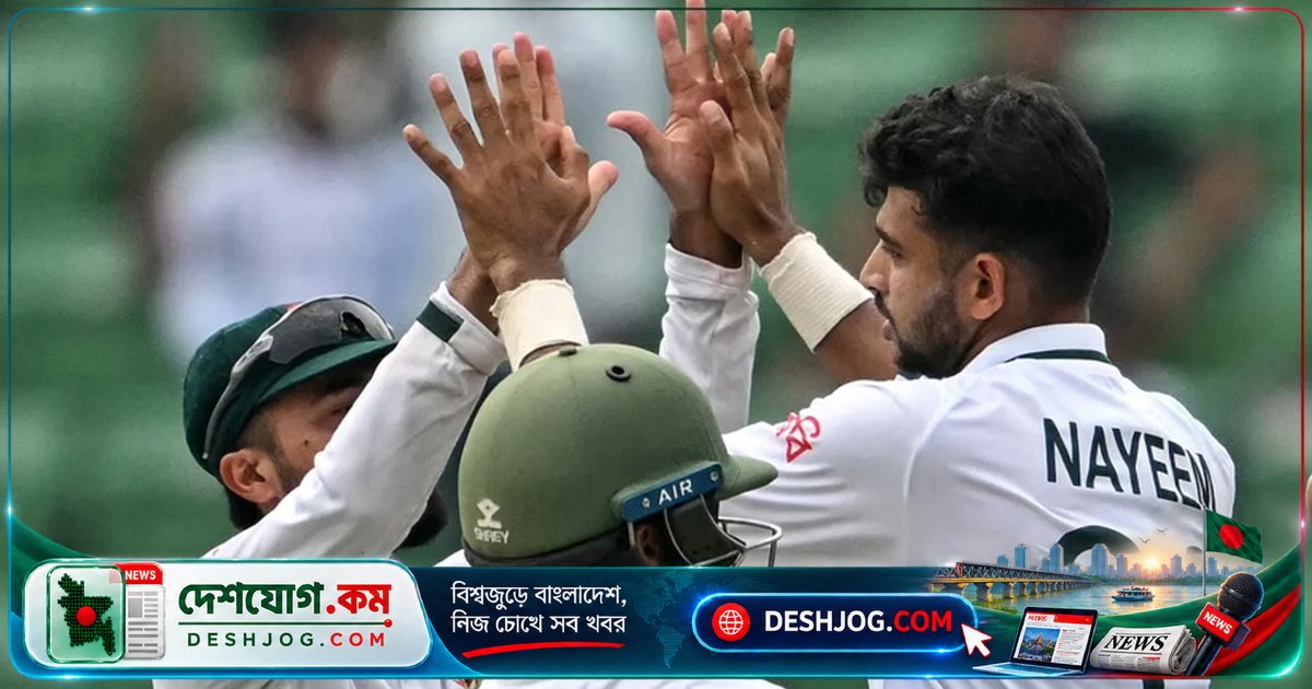 নাঈম হাসানের বোলিং জাদুতে ২৭ রানের লিড নিয়ে বাংলাদেশ টেস্টে এগিয়ে