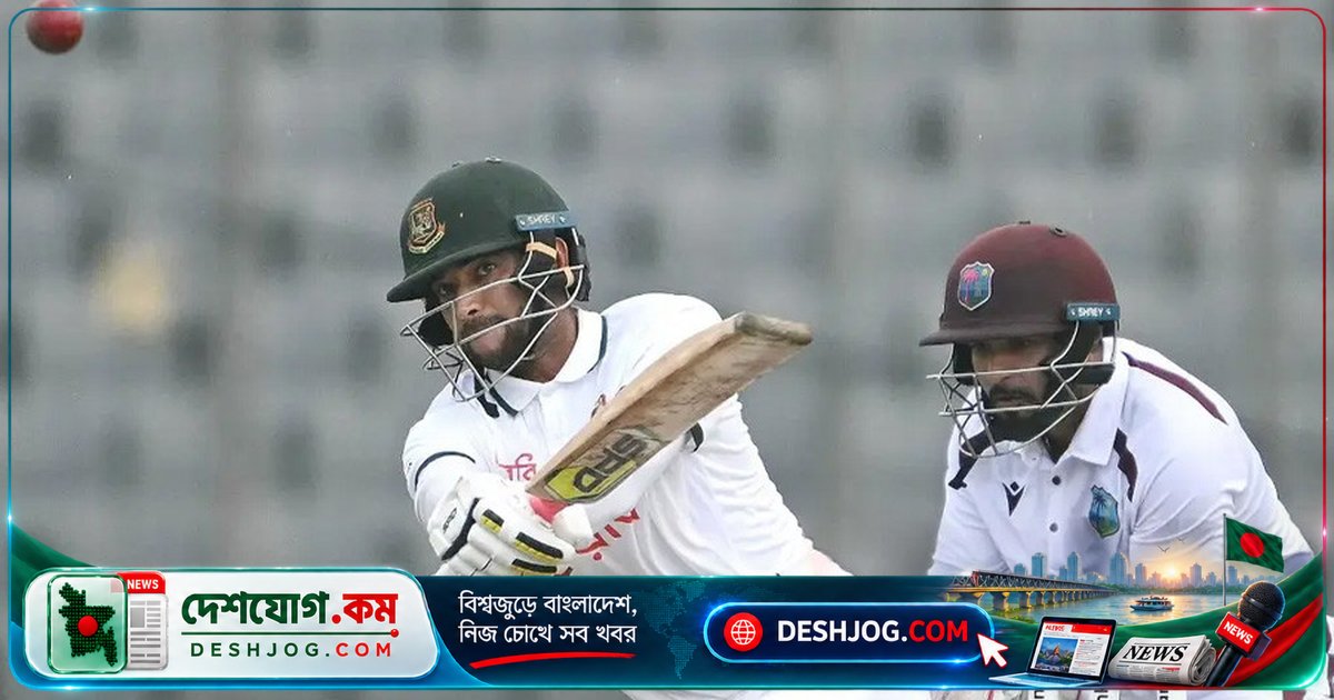 মিরপুরে টেস্টে নাঈম হাসান ফিফটি হিট করে ওয়েস্ট ইন্ডিজকে ১৭০ রানের লক্ষ্য দেন বাংলাদেশ