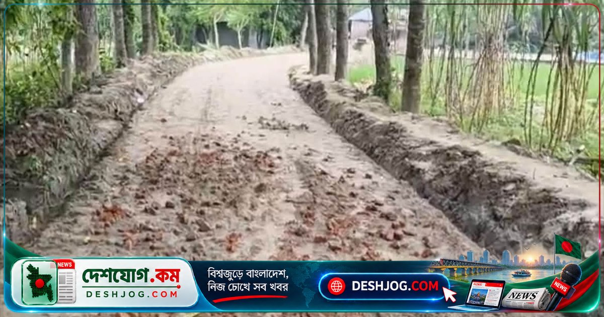 নাটোরের ৮ কোটি টাকার সড়ক নির্মাণে মাটি-আধলা ইটের অনিয়ম: ভিডিও প্রকাশের পর বন্ধ করা হয় কাজ