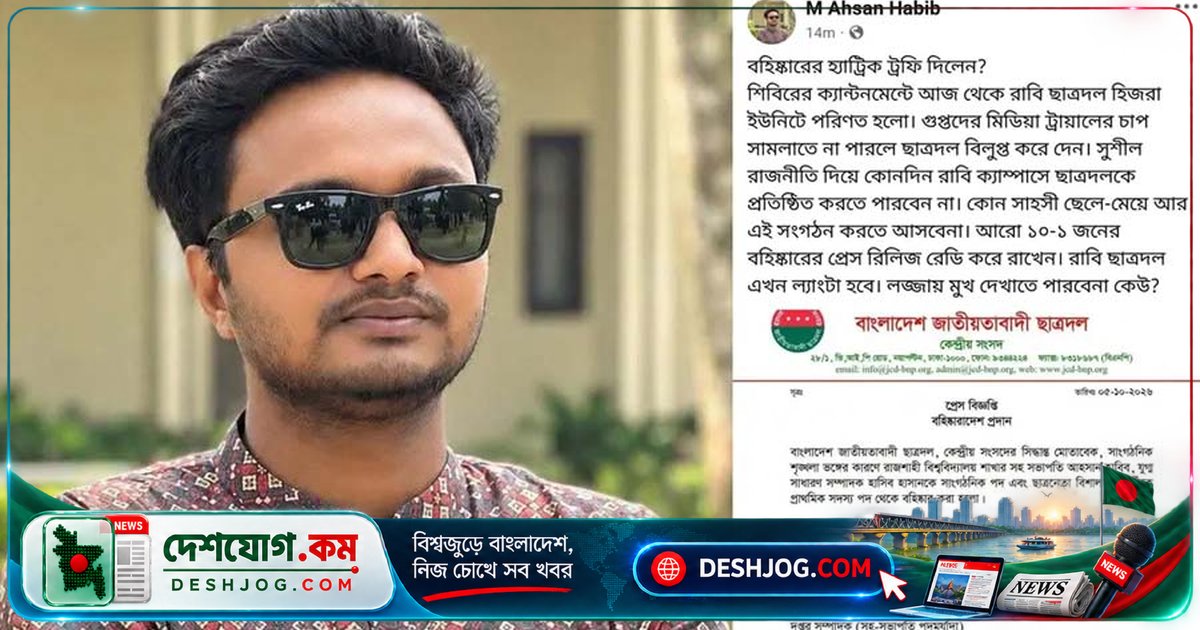 রাবি ছাত্রদলের নেতা ‘হিজড়া ইউনিট’ আখ্যা দিলেন বহিষ্কৃত দুই নেতাকে, সাংবাদিক মারধর ঘটনায় সংগঠন থেকে বহিষ্কার