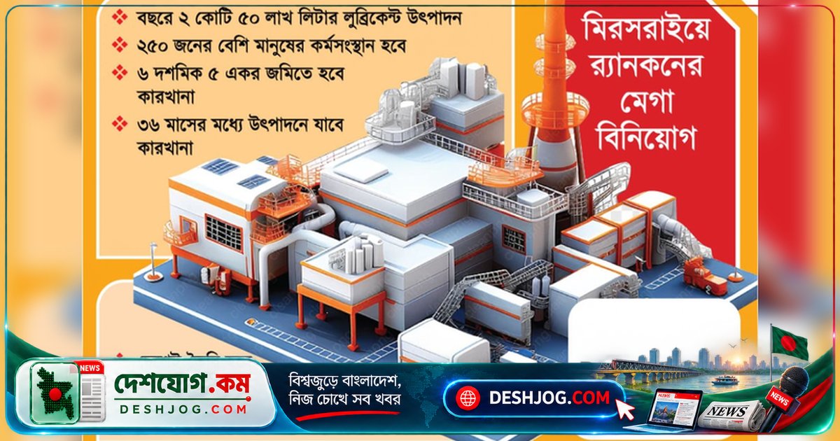 মিরসরাইয়ে ২৫০ কোটি টাকার বড় প্রকল্প: র্যানকন লুব্রিকেন্ট ২০ মিলিয়ন ডলারে স্থাপন করবে আন্তর্জাতিক মানের কারখানা