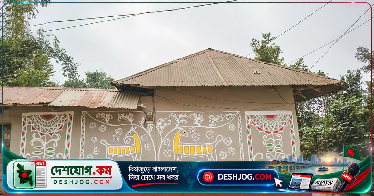 মাটির দেয়ালে ফুটে উঠল সাঁওতালের হারিয়ে যাওয়া ঐতিহ্যের জীবন্ত গল্প