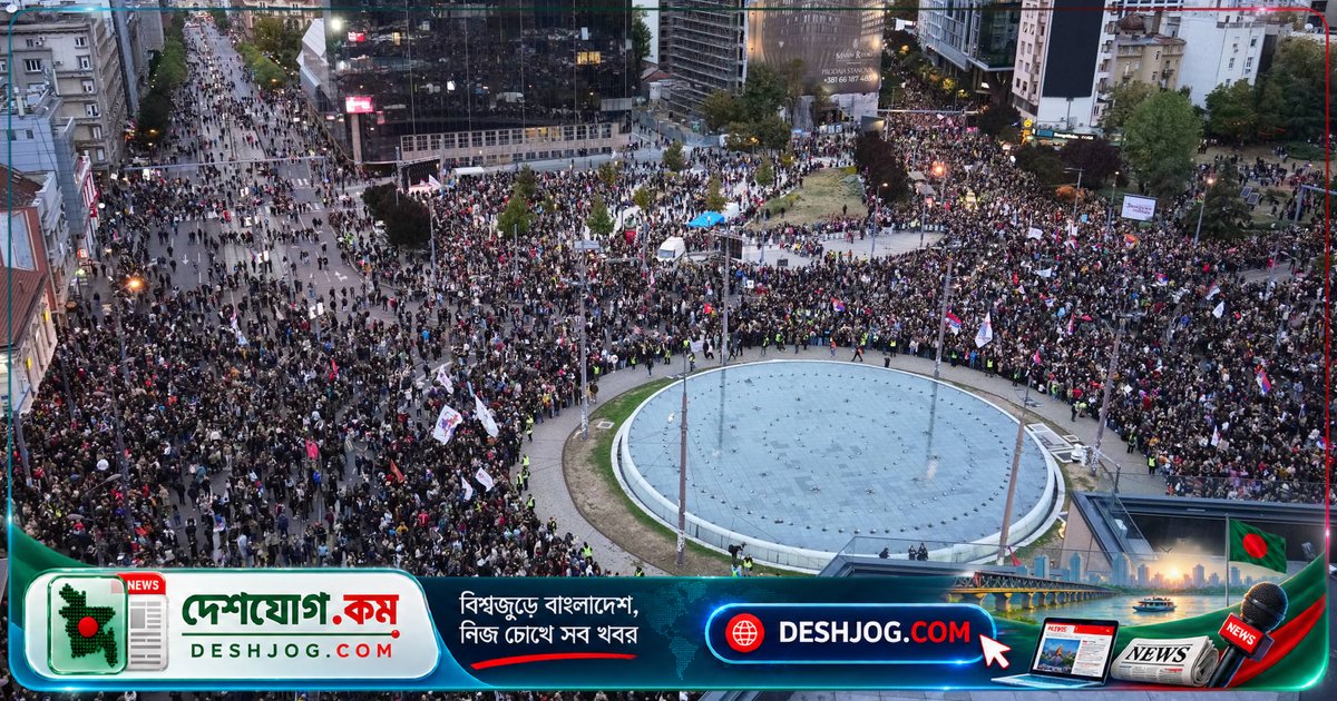 সের্বিয়ার নির্বাচনে ছাত্র আন্দোলনের সর্বশেষ র‌্যালি: হাজার হাজার ছাত্র-ছাত্রী ভোটের আশায় একত্রিত