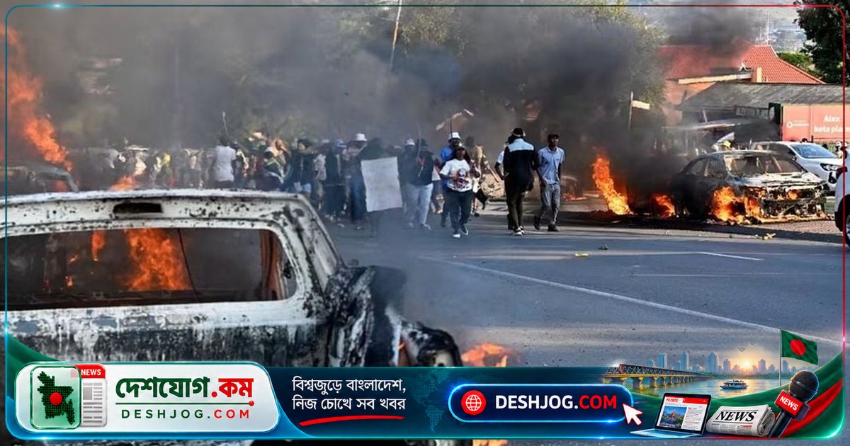 দক্ষিণ আফ্রিকার তিন শহরে অ্যাসাইলাম বিক্ষোভে ৪৪টি গাড়ি জ্বলে, লুটপাট ও সংঘর্ষে পুলিশের হস্তক্ষেপ