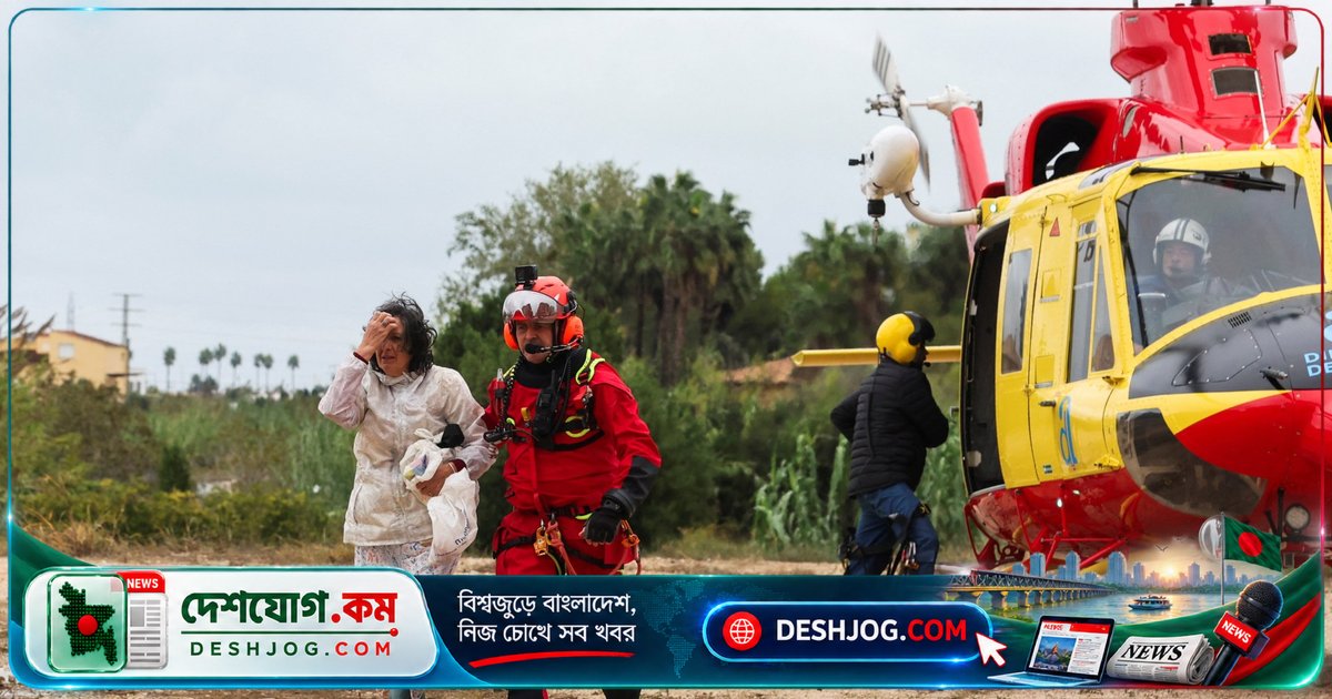 স্পেনের পূর্বাঞ্চলে ভয়াবহ বন্যা: চার মৃত্যু, হাজার হাজার লোক আশ্রয়কেন্দ্রে