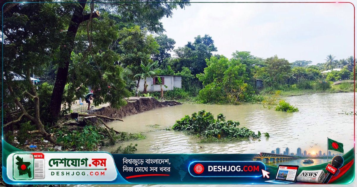 সুগন্ধা নদীর ভাঙনে বাবুগঞ্জ বাজার ও বসতভিটা নদীগর্ভে — নদীতীরের অস্তিত্ব হুমকির মুখে